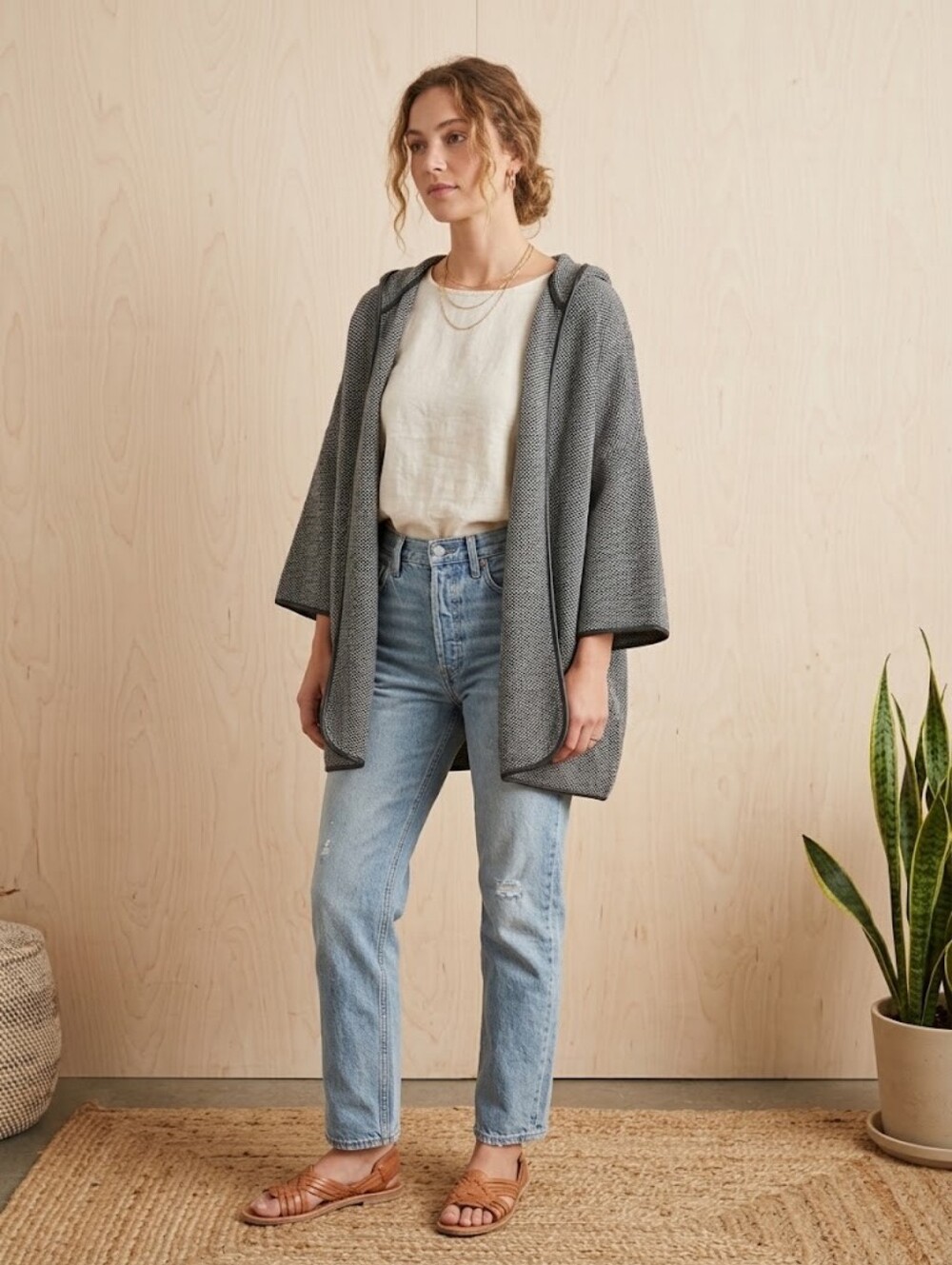Massimo Dutti Hooded Cardigan Coat Size M